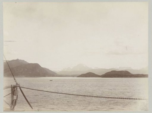 Norwegian mountain and sea landscape seen from a ship