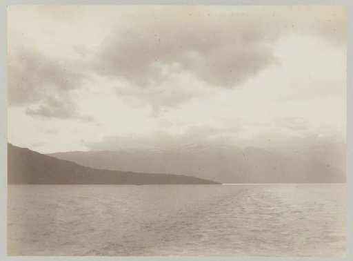 Mountain and seascape in Norway, seen from the sea