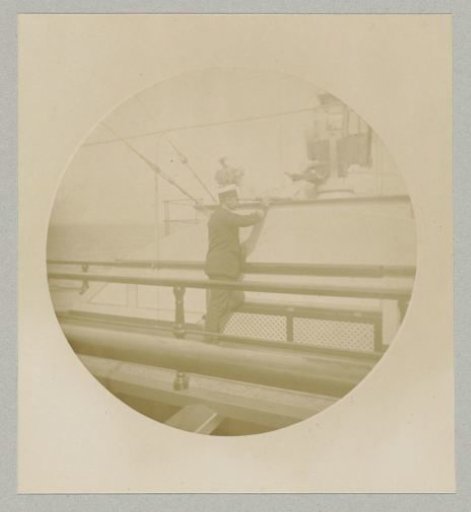 Emperor Wilhelm II at the wheel on board the Hohenzollern