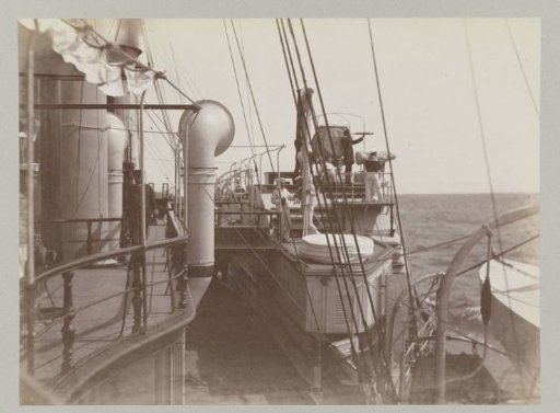 Several Crew Members of the Hohenzollern on One of the Boat's Paddle Wheels