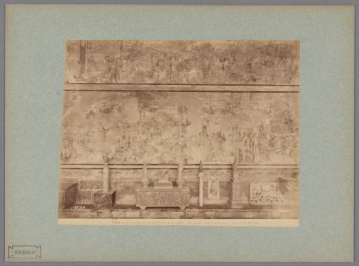 Photoreproduction of the fresco Meeting of Jacob and Esau and the Abduction of Dinah by Benozzo Gozzoli in the Camposanto in Pisa, Italy