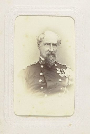 Studio portrait of Lieutenant-General A.M.W. van Hasselt with a mustache and beard in military uniform