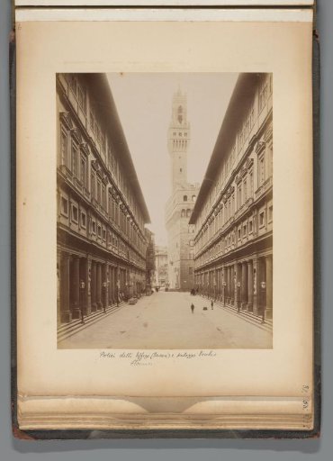 View of the Galleria degli Uffizi and the Palazzo Vecchio in Florence