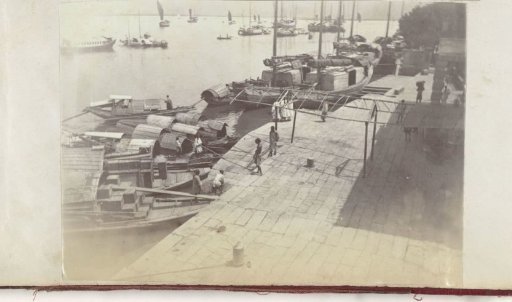 View of a quay and moored ships, China