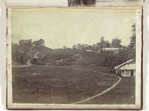 Landscape with a hill and buildings, China