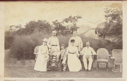 Group portrait of a European family in China