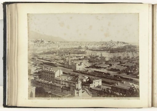 View of the industrial harbor of Genoa, seen from Villa Rosazza