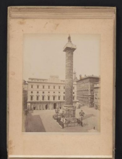 View of the Column of Marcus Aurelius on the Piazza Colonna in Rome