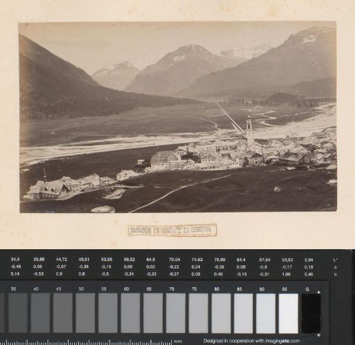View of Samedan and the Bernina Massif, Switzerland