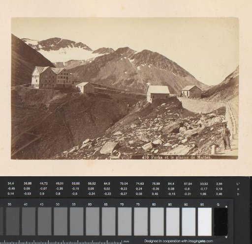 View of some buildings on the Furka Pass, Switzerland