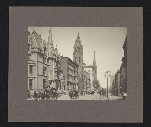 View of Fifth Avenue with W. K. Vanderbilt's Residence and St. Thomas' Church on the left, New York