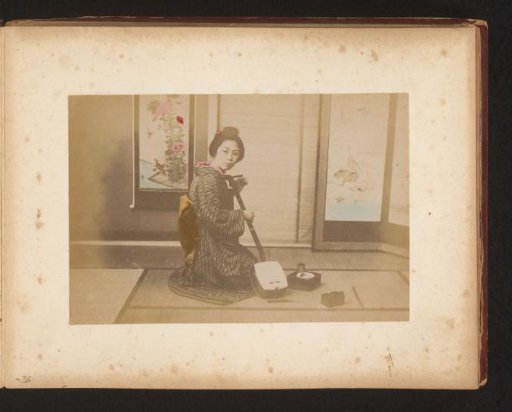Portrait of a Japanese woman with a shamisen