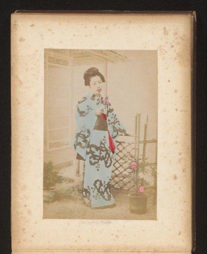 Portrait of a Japanese woman with flowers