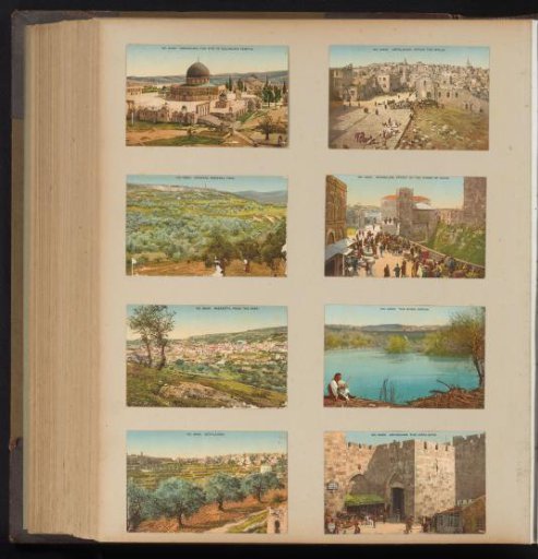 Eight postcards with views of Jerusalem, Bethlehem, Nazareth and Samaria