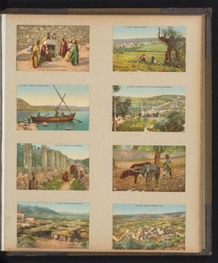 Eight postcards with views of Jerusalem, Bethany, Samaria, Tiberias and Jericho