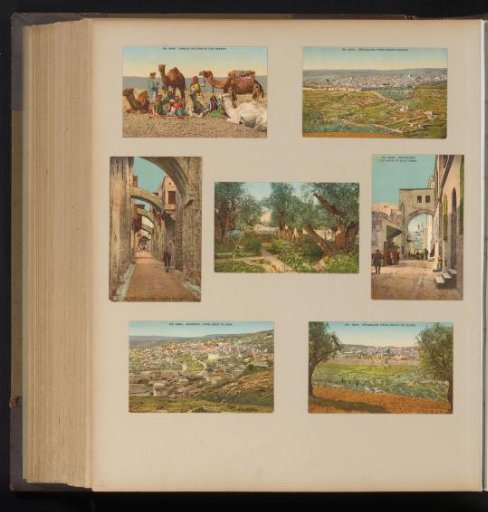 Seven postcards with views of Jerusalem and Nazareth