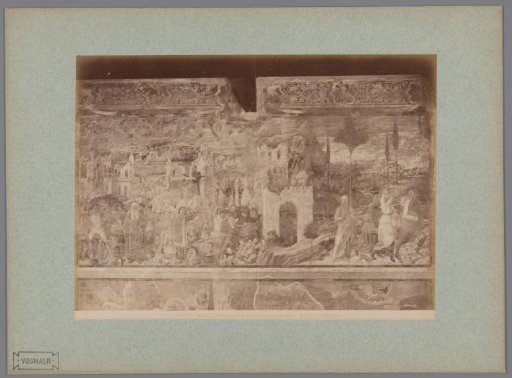Photoreproduction of the fresco Burning of Sodom by Benozzo Gozzoli in the Camposanto in Pisa, Italy