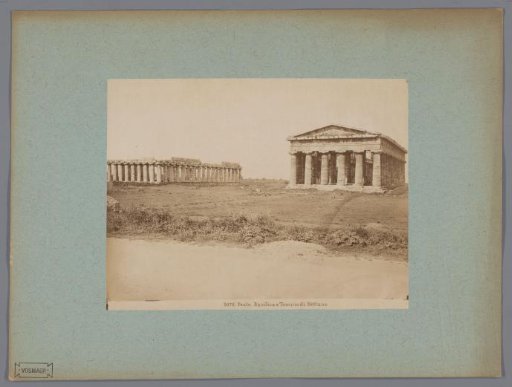 View of the ruins of the Temple of Neptune at Paestum, Italy