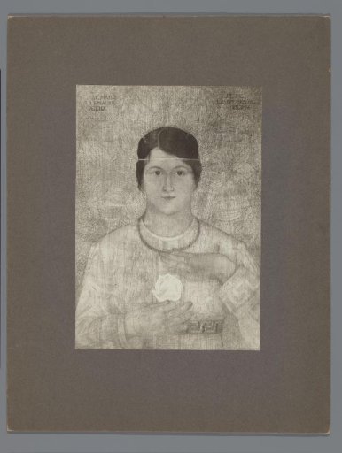 Photographic reproduction of a drawn portrait of a woman by Mathieu Lauweriks