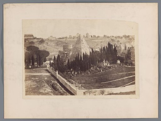 View of the Pyramid of Cestius in Rome