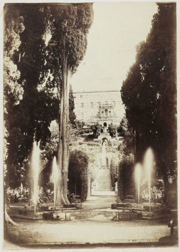 View of the garden and fountains of Villa d'Este in Tivoli near Rome