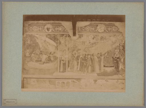 Photographic reproduction of the fresco Renier of Pisa Accepts the Hermit's Robe by Andrea da Firenze in the Camposanto, Pisa, Italy