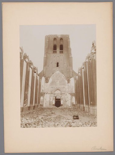 Interior of the burned-down Saint Willibrordus Church in Berghem