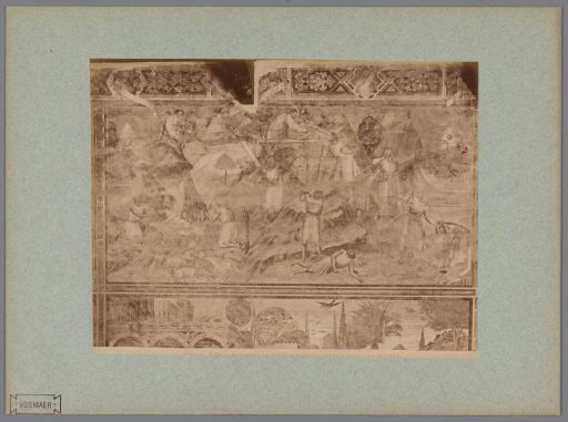 Photographic reproduction of the fresco The Death of Abel by Piero di Puccio in the Camposanto at Pisa, Italy