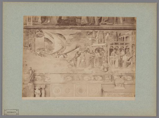 Photographic reproduction of the fresco The Return of St. Ranieri to Pisa by Antonio Veneziano in the Camposanto at Pisa, Italy