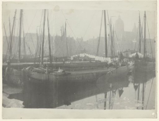 Sailing Ships in the Open Harbour Front at Amsterdam, Seen from the Oosterdokskade