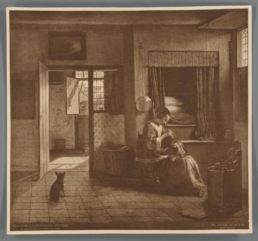 Reproduction of the painting Mother's Task by Pieter de Hooch