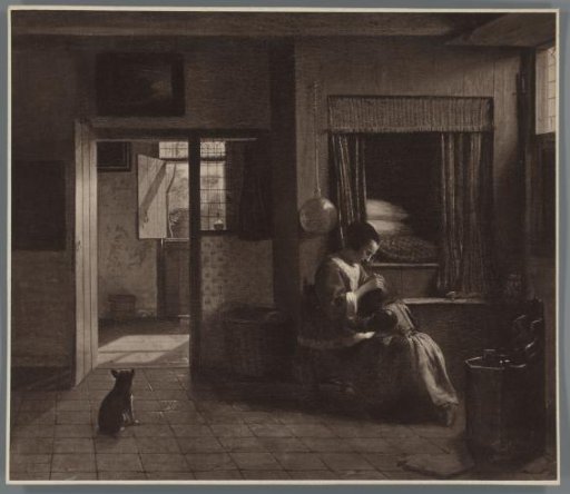 Photographic reproduction of the painting Maternal Duty by Pieter de Hooch