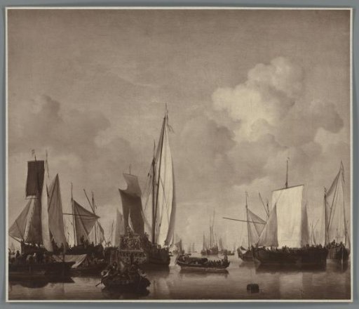 Photographic reproduction of the painting Ships on the Roadstead by Willem van de Velde the Younger
