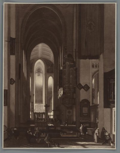 Photographic reproduction of the painting Interior of a Fantastical Catholic Church by Emanuel de Witte