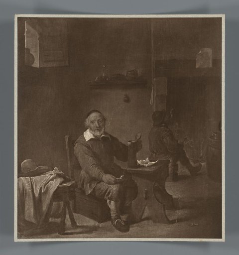 Photographic reproduction of the painting Old Man with a Mug in a Tavern by David Teniers