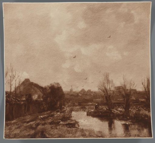 Photographic reproduction of the painting Landscape in the vicinity of The Hague by Jacob Maris