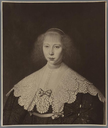 Photographic reproduction of a painted portrait of Agatha Geelvinck by Dirck van Santvoort