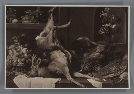 Photographic reproduction of the painting Still Life with Large Game, Fruit and Flowers by Frans Snijders