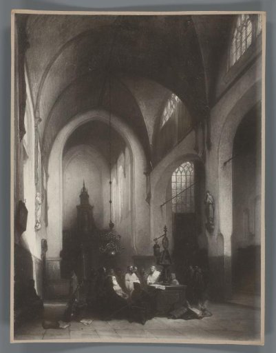 Photographic Reproduction of a Painting of a Service in a Monastery Church by Johannes Bosboom