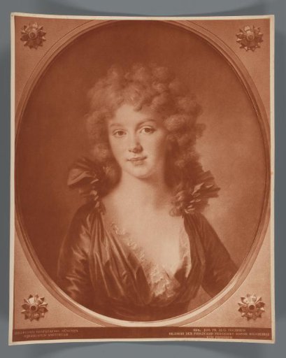 Photographic reproduction of a reproduction of a pastel drawing with a portrait of Frederica Louisa Wilhelmina by Johann Friedrich August Tischbein
