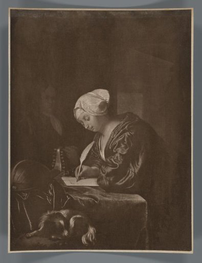 Photographic reproduction of the painting The Letter Writer by Frans van Mieris