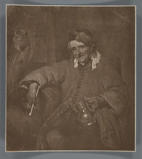 Photographic reproduction of the painting The Old Drinker by Gabriël Metsu