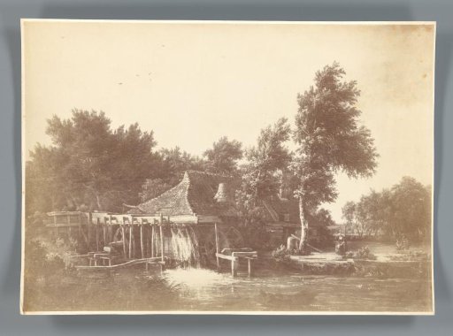 Photographic reproduction of the painting A Watermill by Meindert Hobbema