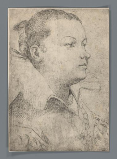 Reproduction of a drawn portrait of a woman by Paolo Veronese