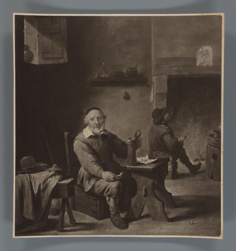 Photographic reproduction of the painting Old Man with a Mug in a Tavern by David Teniers