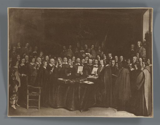 Photographic reproduction of the painting The Signing of the Peace of Münster by Gerard ter Borch
