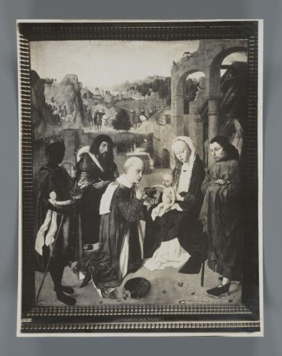 Photographic reproduction of the painting The Adoration of the Magi by Geertgen tot Sint Jans