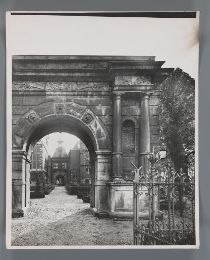 View of the Herepoort from Groningen in the garden of the Rijksmuseum