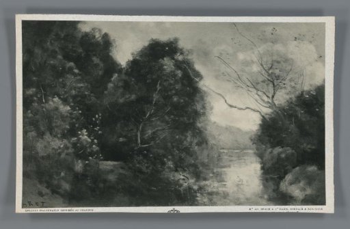 Photographic reproduction of the painting Forest Pond by Camille Corot