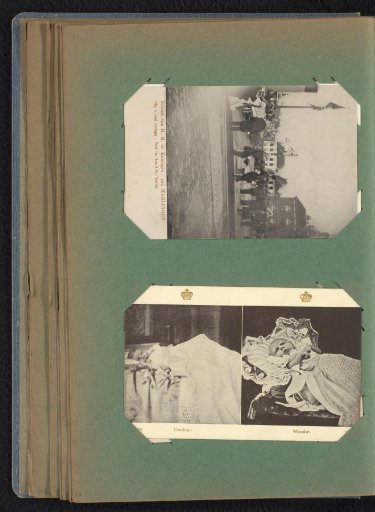 Two postcards of the visit of Queen Wilhelmina and Prince Hendrik to Friesland and two portraits of Princess Juliana and Wilhelmina as babies